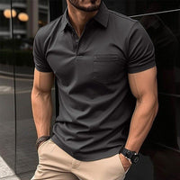 Herren T-Shirt - Modern Slim Fit Polo mit Kragen | Dehnbar in Schwarz