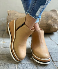 Carmen - Damen Stiefeletten mit Blockabsatz und Reißverschluss in Khaki