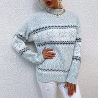 KARENE - Damen-Strickpullover – Warmer Winterpullover mit Norwegermuster in Himmlisches Blau