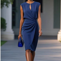 Rive | Damen Kleid Elegant Modern Feminin Festlich Vielseitig in Dunkelblau