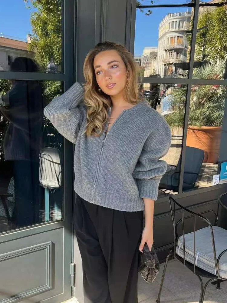 Modioz | Kuschelige Strickjacke mit Reißverschluss