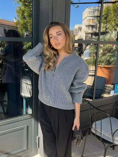 Modioz | Kuschelige Strickjacke mit Reißverschluss