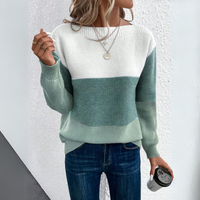 Freya | Colourblock U-Boot Pullover in Grün