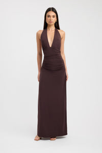 Elizabeth | Damen Maxikleid Elegant Zeitlos Festlich Romantic Abend in Dunkel Mahagoni