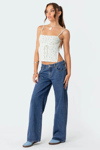 Blair | Damen Retro Flair Low Jeans Vintage Trend Casual Modern in Blau