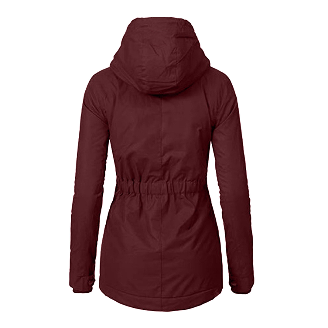 Stylische Fleecegefütterte Regenjacke mit Reissverschluss und Taschen sowie Kapuze für Damen | Ideal für den Winter