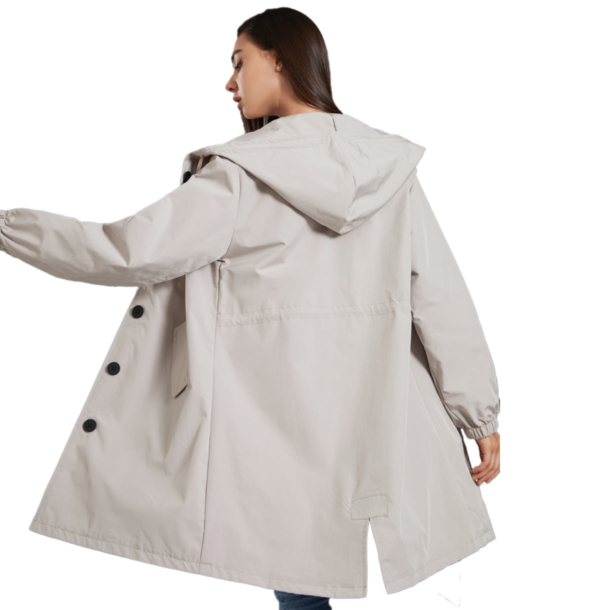 Stylische Wasserdichte Regenjacke mit Knopfleiste und Kapuze für Damen | Ideal für den Winter