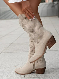 Wynona | Schicke Cowboy Stiefel mit Reißverschluss in Khaki