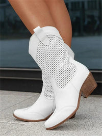Wynona | Schicke Cowboy Stiefel mit Reißverschluss in Weiß