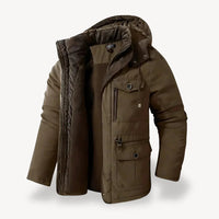 Robuste Herren Winterjacke mit Fleece-Futter für kalte Tage in Braun