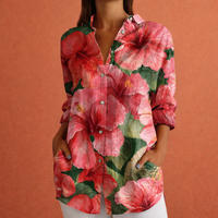 Bedruckte Damenbluse mit klassischem Kragen und Knopfverschluss | Yvonne in Rosa