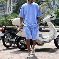 Draxen™-Set aus Premium-Strick mit Oversize-Passform und Streetwear-Style in Himmelblau