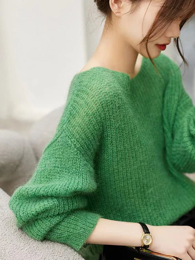 Maria - Transparenter Strickpullover aus Kaschmir mit Lockerer Passform für Frauen