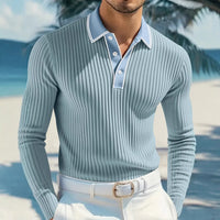 Castellan™-Poloshirt mit Langen Ärmeln, Kontrastierendem Kragen und Hochwertiger Verarbeitung in Blau