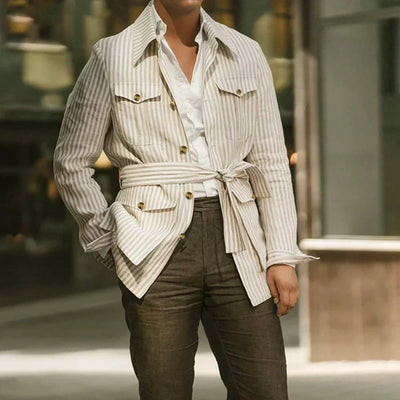 Theo | Casual gestreiftes Leinenjacket