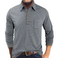 Bellford™ Langarm-Poloshirt Mit Raffiniertem Finish in Hellgrau