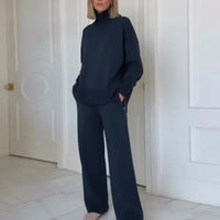 Hannah™ Premium-Sweatshirt-Set mit Rollkragen-Top in Dunkelblau