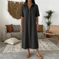 Bianca™ Kleid mit Klassischem Kragen und Knöpfen Vorne in Schwartz
