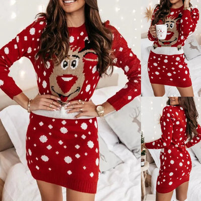 Natalie - Damen Weihnachtspullover mit Rentiermotiv