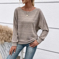 Mirevna™ Strickpullover Mit Strukturierter Optik und Femininem Ausschnitt in Grau