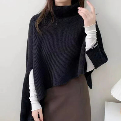 Elina - Unregelmäßiger Vintage Strickpulli mit Rollkragen für Frauen