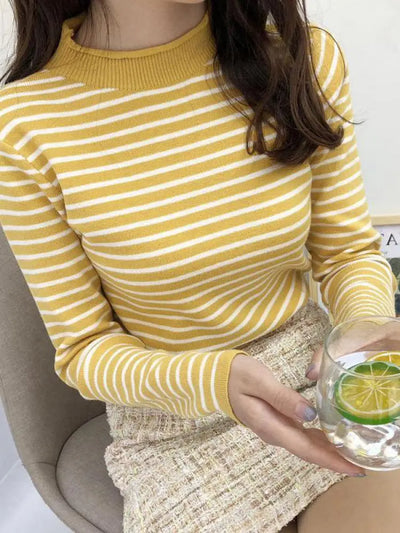 Silke - Gestreifter Pullover mit Schmaler Passform und Rundhalsausschnitt für Frauen