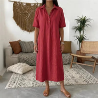 Bianca™ Kleid mit Klassischem Kragen und Knöpfen Vorne in Rot