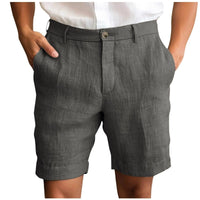 Calen | Herren Leinen Shorts Schmal Sommer Komfort Casual Leicht in Dunkelgrau