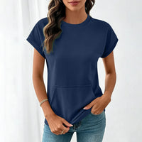 Elara™ T-Shirt Mit Leichtem Fall und Minimalistischem Design in Dunkelblau