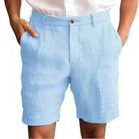 Calen | Herren Leinen Shorts Schmal Sommer Komfort Casual Leicht in Hellblau