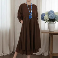 Delmara™ Kleid mit Lockerer Passform und Minimalistischem Stil in Braun