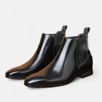 Leon | Stilvolle Herren-Stiefeletten aus Kunstleder in Schwarz