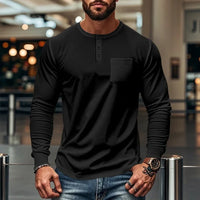 Northline™ Langarmshirt Mit Henley-Kragen und Figurbetonter Passform in Schwarz