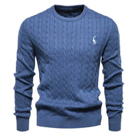 Falkner | Strickmodern Herrenpullover in Blau