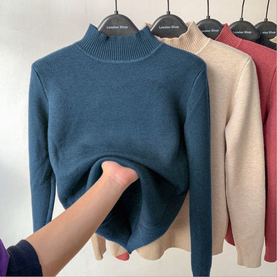 Eleganter Rollkragen-Strickpullover mit langen Ärmeln für Damen | Ideal für den Winter