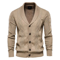 Herren-Cardigan mit Knopfleiste in Khaki