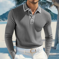 Castellan™-Poloshirt mit Langen Ärmeln, Kontrastierendem Kragen und Hochwertiger Verarbeitung in Grau