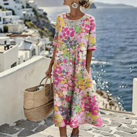 Kleid Florenne™ mit abstraktem Blumenmuster und weiter Passform in Rosa