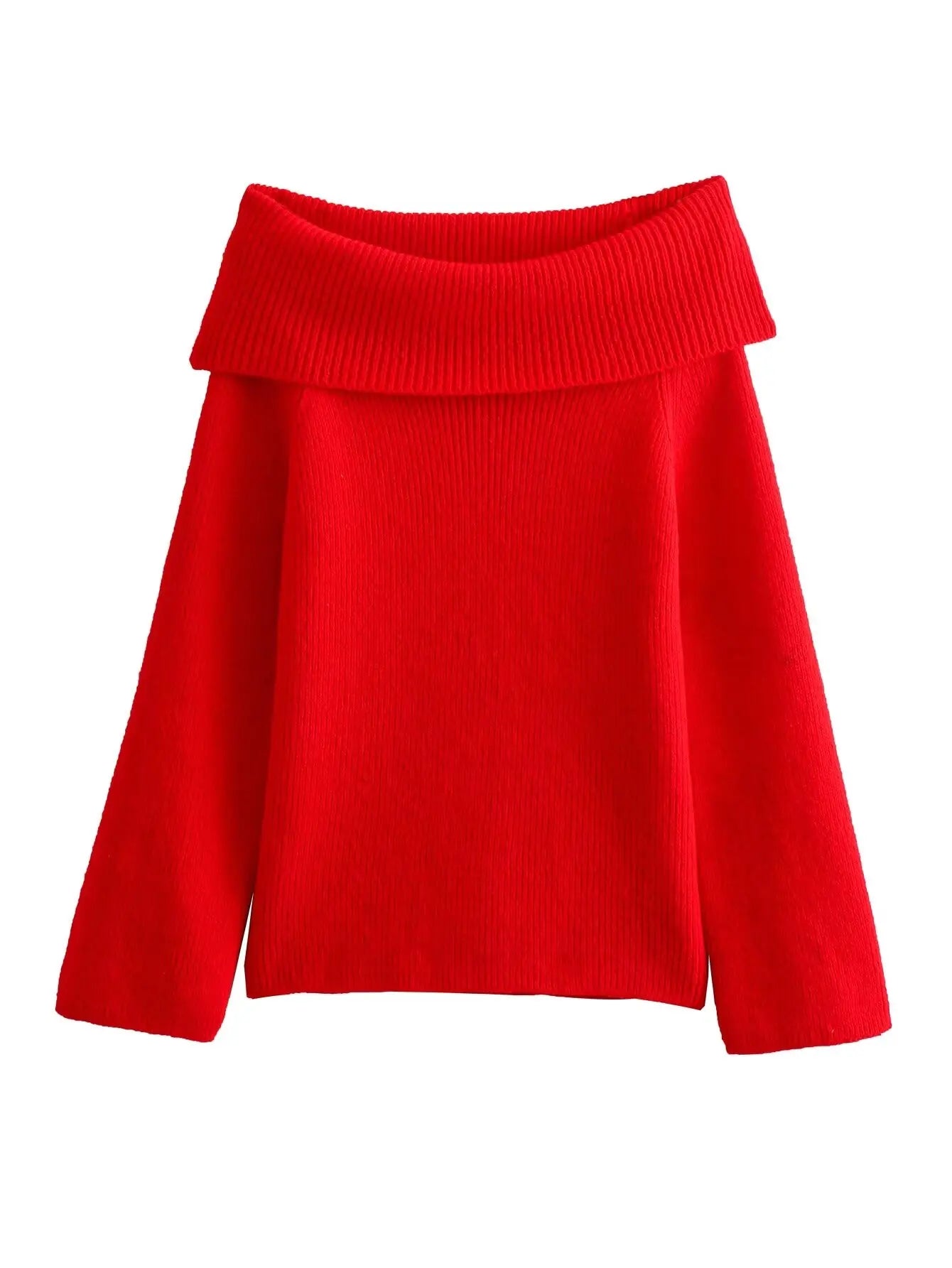 Maibritt - Gestrickter Schulterfreier Pullover mit Schlitzausschnitt für Frauen