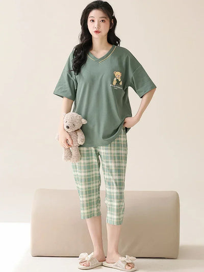 Guinevere- Gemütliches O-Neck Top und Pyjama für Damen