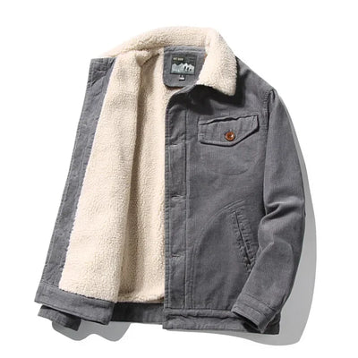 Alfons - Fleecegefütterte Cord-Winterjacke mit Umlegekragen und Knopfverschluss für Männer