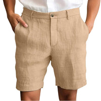 Calen | Herren Leinen Shorts Schmal Sommer Komfort Casual Leicht in Khaki