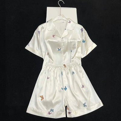 Susan - Seidennachtwäsche-Set mit Kurzärmeligem Oberteil und Shorts für Frauen