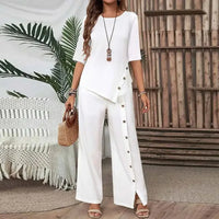 Celinor™ Set Mit Fließender Bluse und Marlenehose in Weiß