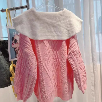 Hannes - Warmer Strickpullover mit Pop-Ausschnitt und Gehäkelten Weihnachtsfiguren für Frauen
