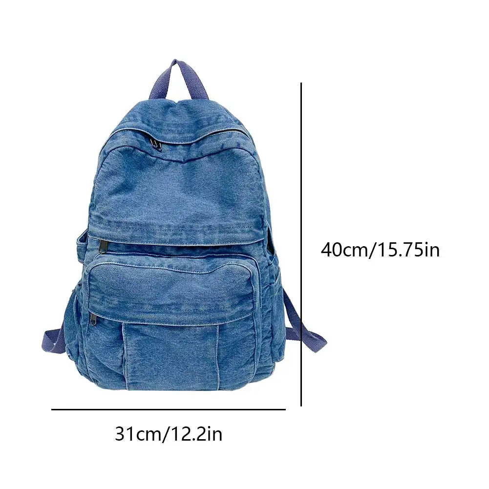 Fudus - Vintage Jeansstoff Rucksack mit Großer Kapazität