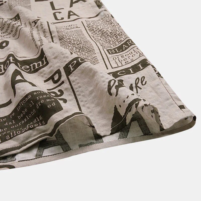 Fudus | Hemd Mit Knöpfen Und Zeitungsdruck Für Herren