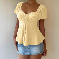 Fiorelle™ Bluse Mit Zartem Raffdetail und Leichtem Fall in Gelb