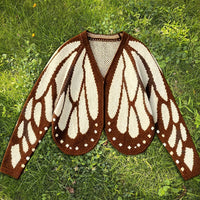 Cardigan Farfallia™ aus strukturiertem Strick mit Schmetterlingsflügel-inspiriertem Design in Creme