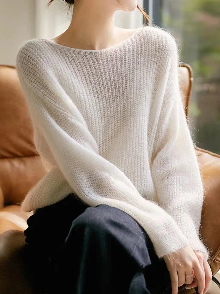Maria - Transparenter Strickpullover aus Kaschmir mit Lockerer Passform für Frauen